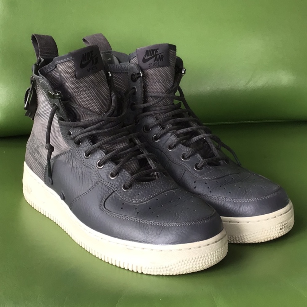 Nike AIR SF-AF1 gray high-top cream sole and double zipper mens 10.5